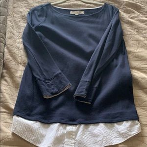 Loft navy layered t shirt small